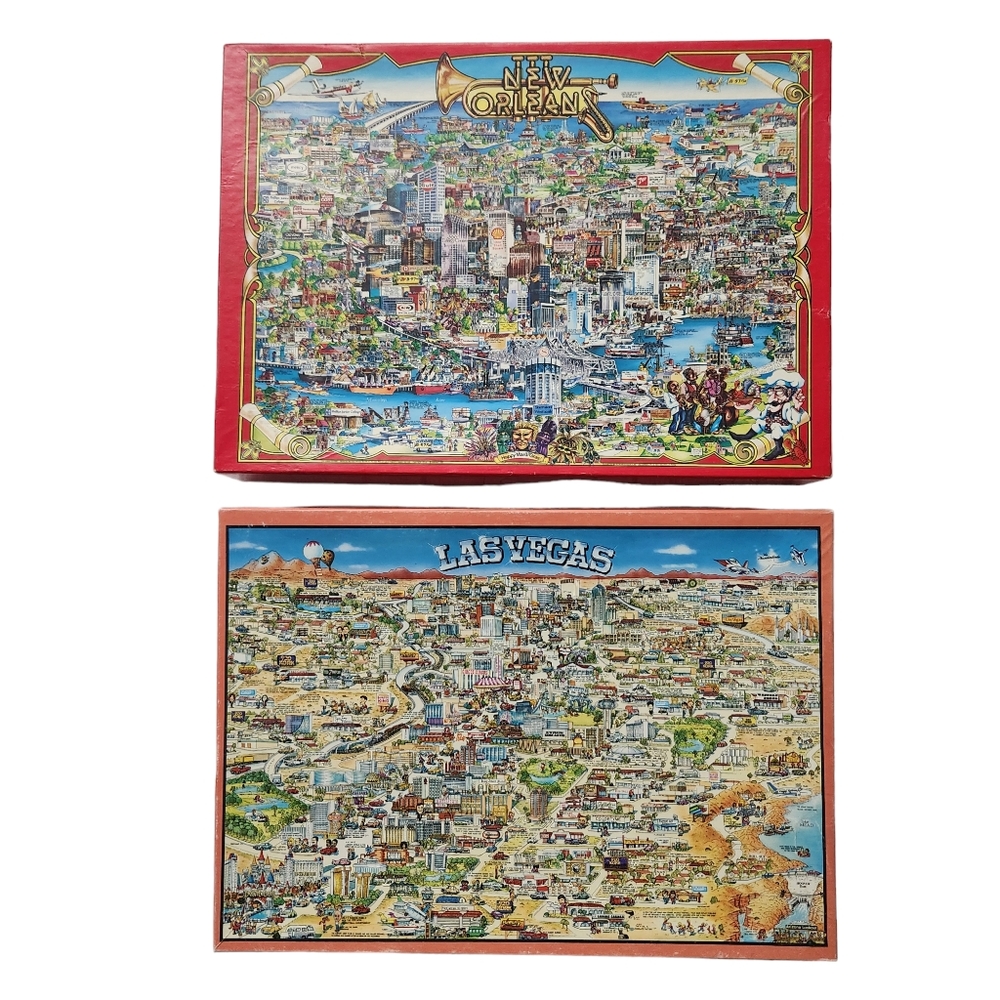 City of Las Vegas And City of New Oreleans Jigsaw Puzzles By Buffalo Games